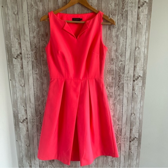 Ted Baker Neon Coral cocktail Dress 2 - wordpress2504942.home.pl